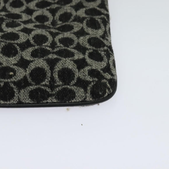 Coach Signature Shoulder Bag Canvas Black Silver Auth bs24655