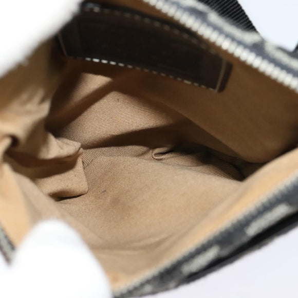 Coach Signature Shoulder Bag Canvas Black Silver Auth bs24655