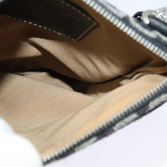 Coach Signature Shoulder Bag Canvas Black Silver Auth bs24655