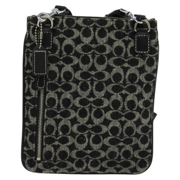 Coach Signature Shoulder Bag Canvas Black Silver Auth bs24655 - 0
