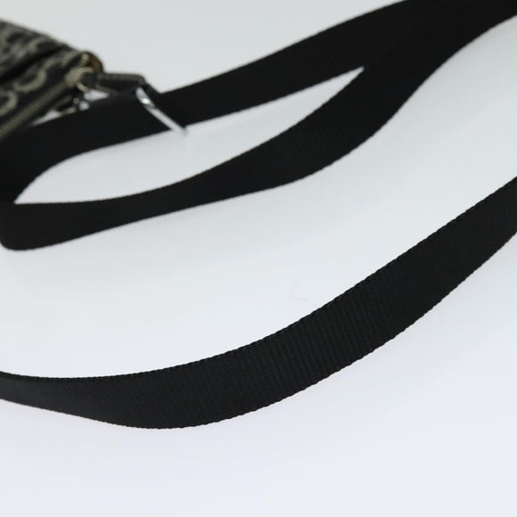 Coach Signature Shoulder Bag Canvas Black Silver Auth bs24655