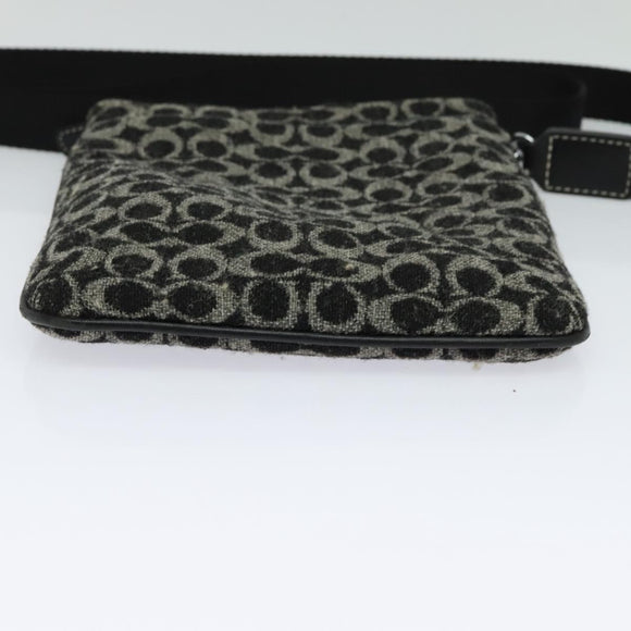 Coach Signature Shoulder Bag Canvas Black Silver Auth bs24655