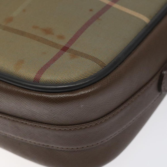 Burberrys Nova Check Shoulder Bag Canvas Beige Gold Auth bs24660