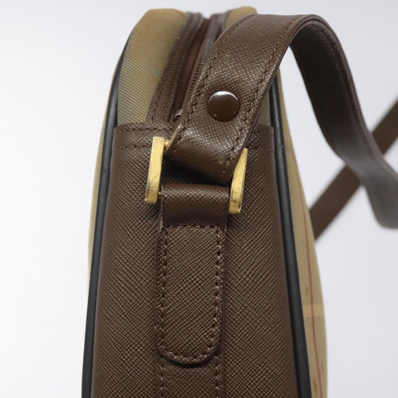 Burberrys Nova Check Shoulder Bag Canvas Beige Gold Auth bs24660