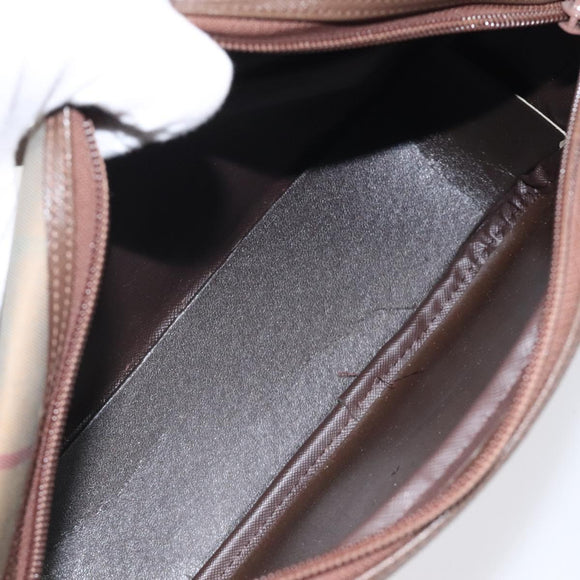 Burberrys Nova Check Shoulder Bag Canvas Beige Gold Auth bs24660