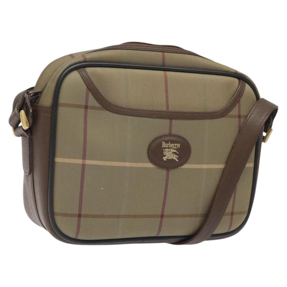 Burberrys Nova Check Shoulder Bag Canvas Beige Gold Auth bs24660