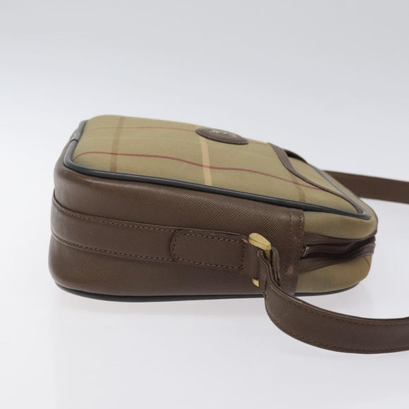 Burberrys Nova Check Shoulder Bag Canvas Beige Gold Auth bs24660