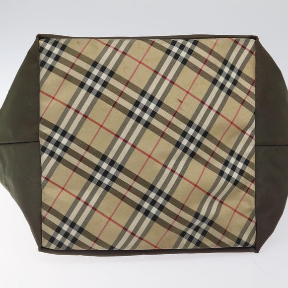 Burberrys Blue Label Hand Bag Nylon Khaki Auth bs24661