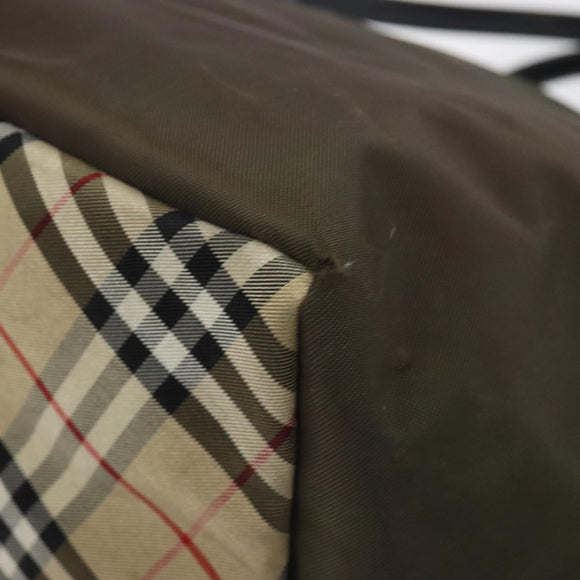 Burberrys Blue Label Hand Bag Nylon Khaki Auth bs24661