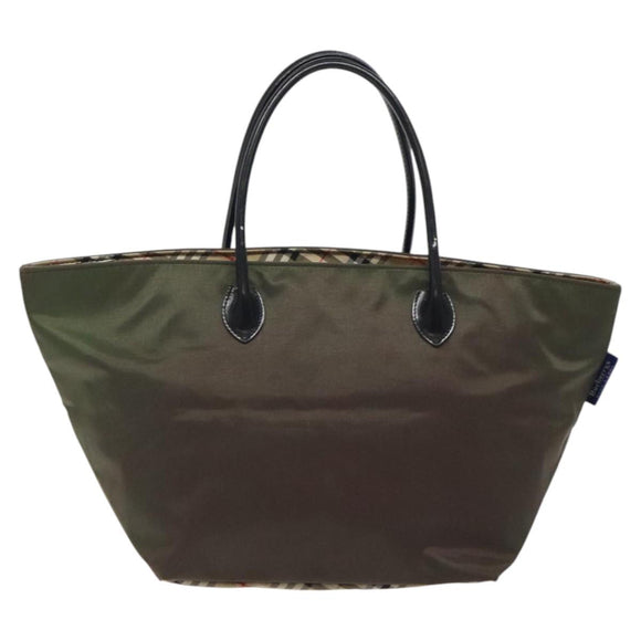 Burberrys Blue Label Hand Bag Nylon Khaki Auth bs24661