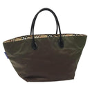 Burberrys Blue Label Hand Bag Nylon Khaki Auth bs24661-2