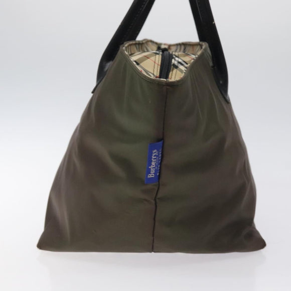 Burberrys Blue Label Hand Bag Nylon Khaki Auth bs24661