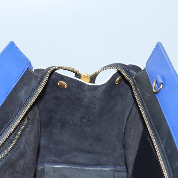 SAINT LAURENT Cabas Rive Gauche Hand Bag Leather Blue GNR400413 Auth bs24669