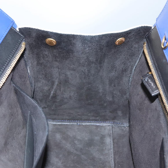 SAINT LAURENT Cabas Rive Gauche Hand Bag Leather Blue GNR400413 Auth bs24669