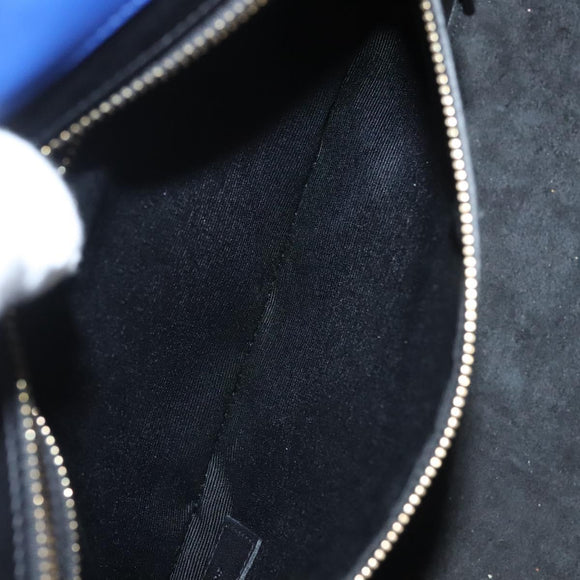 SAINT LAURENT Cabas Rive Gauche Hand Bag Leather Blue GNR400413 Auth bs24669