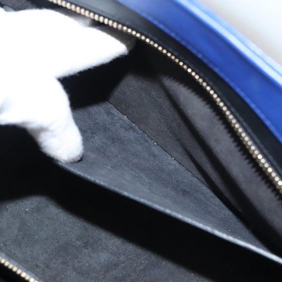 SAINT LAURENT Cabas Rive Gauche Hand Bag Leather Blue GNR400413 Auth bs24669