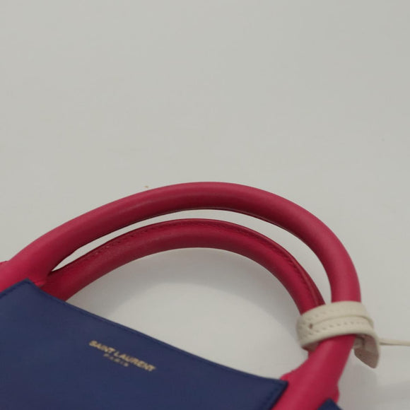 SAINT LAURENT Cabas Rive Gauche Hand Bag Leather Blue GNR400413 Auth bs24669