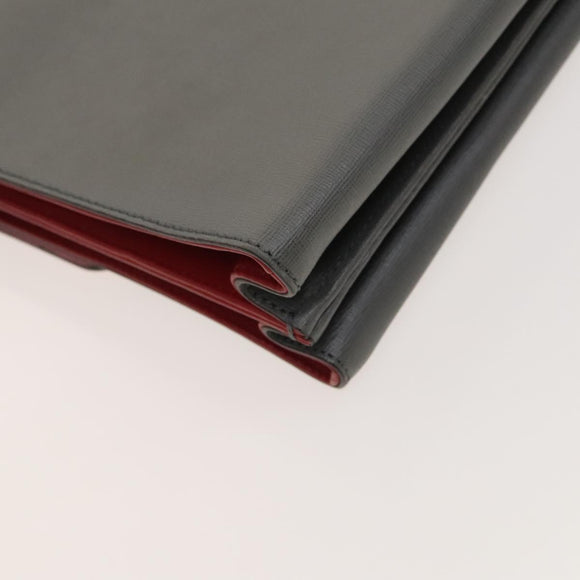 FENDI Hand Bag Leather 2way Gray Silver Auth bs24671