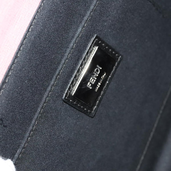 FENDI Hand Bag Leather 2way Gray Silver Auth bs24671