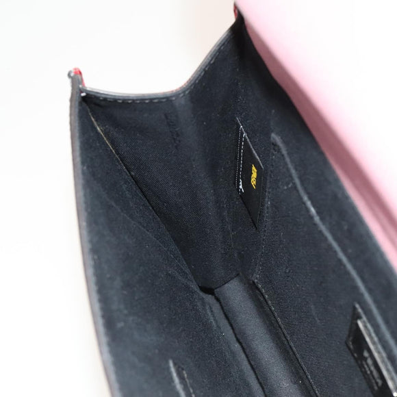 FENDI Hand Bag Leather 2way Gray Silver Auth bs24671