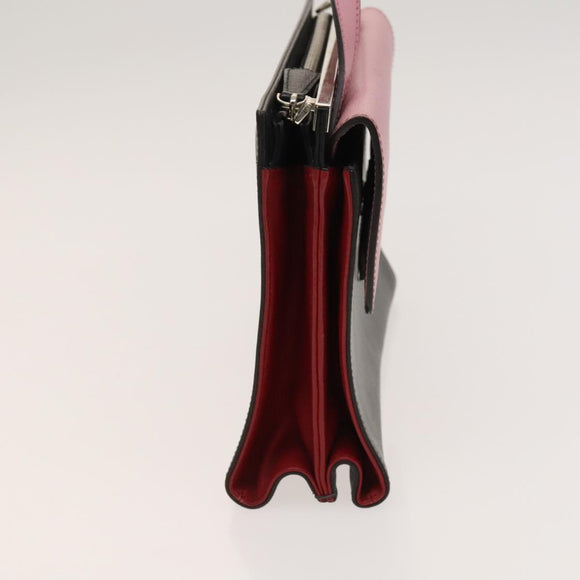 FENDI Hand Bag Leather 2way Gray Silver Auth bs24671