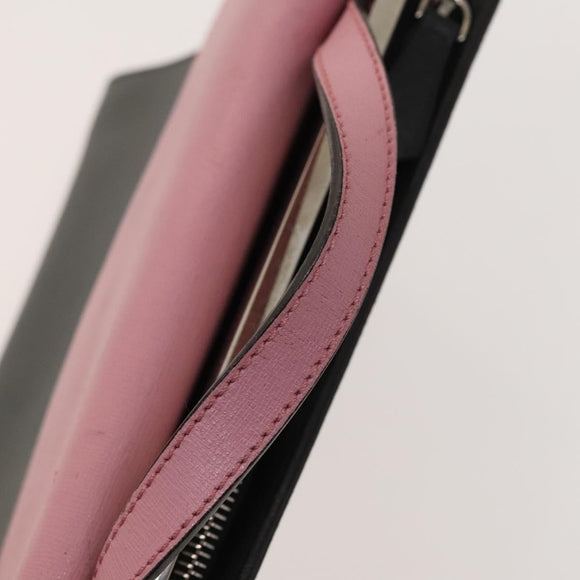 FENDI Hand Bag Leather 2way Gray Silver Auth bs24671