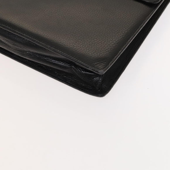 Gianni Versace Business Bag Leather Black Auth bs24674