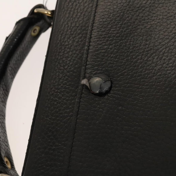 Gianni Versace Business Bag Leather Black Auth bs24674