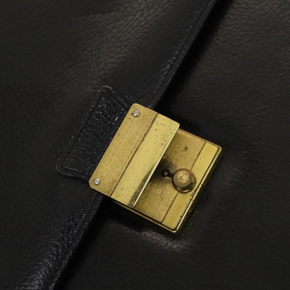 Gianni Versace Business Bag Leather Black Auth bs24674