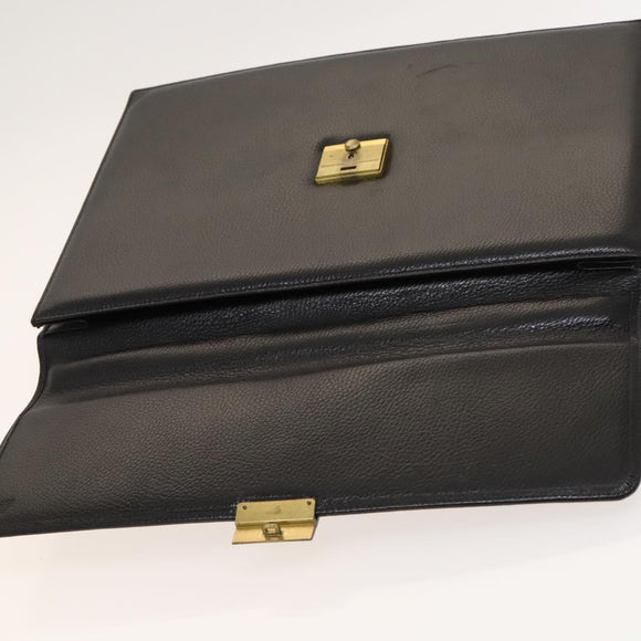 Gianni Versace Business Bag Leather Black Auth bs24674