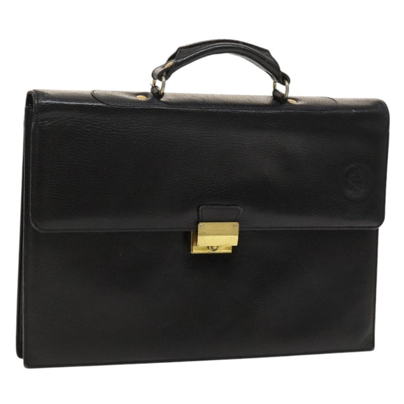 Gianni Versace Business Bag Leather Black Auth bs24674