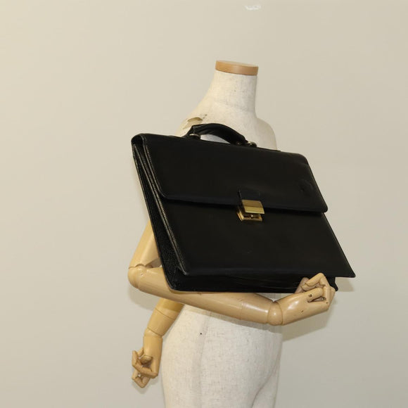 Gianni Versace Business Bag Leather Black Auth bs24674