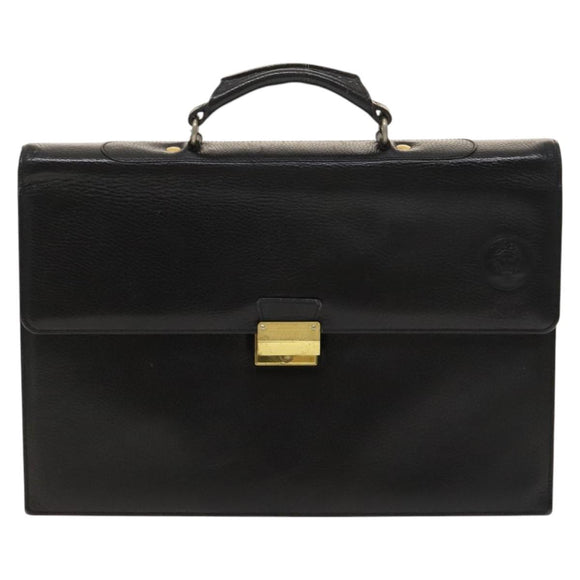 Gianni Versace Business Bag Leather Black Auth bs24674