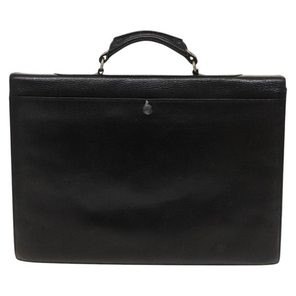 Gianni Versace Business Bag Leather Black Auth bs24674
