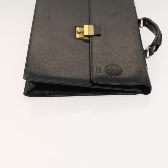 Gianni Versace Business Bag Leather Black Auth bs24674