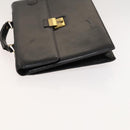 Gianni Versace Business Bag Leather Black Auth bs24674-4