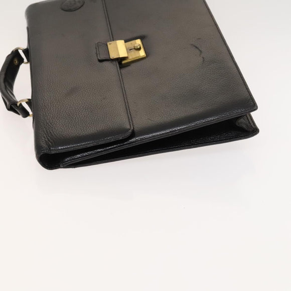 Gianni Versace Business Bag Leather Black Auth bs24674