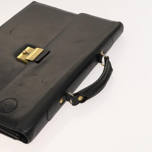 Gianni Versace Business Bag Leather Black Auth bs24674