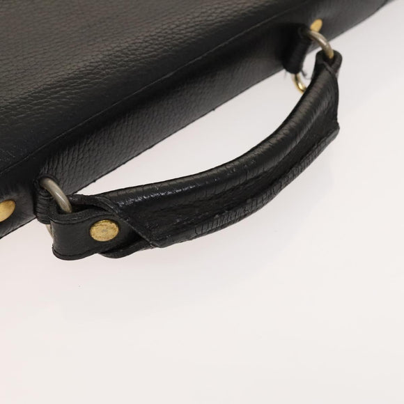 Gianni Versace Business Bag Leather Black Auth bs24674