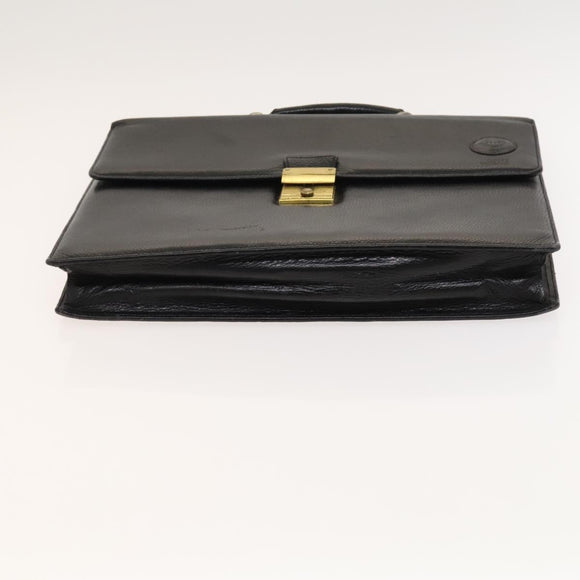 Gianni Versace Business Bag Leather Black Auth bs24674