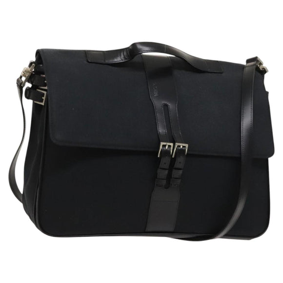 Gianni Versace Hand Bag Canvas 2way Black Silver Auth bs24675