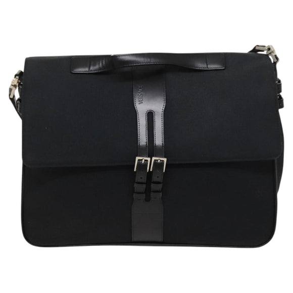Gianni Versace Hand Bag Canvas 2way Black Silver Auth bs24675
