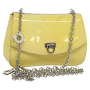 Salvatore Ferragamo Gancini Chain Shoulder Bag Enamel Yellow Silver Auth bs24676-1