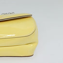 Salvatore Ferragamo Gancini Chain Shoulder Bag Enamel Yellow Silver Auth bs24676-14