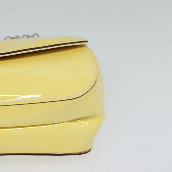 Salvatore Ferragamo Gancini Chain Shoulder Bag Enamel Yellow Silver Auth bs24676
