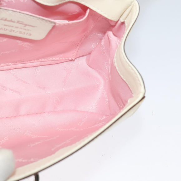 Salvatore Ferragamo Gancini Chain Shoulder Bag Enamel Yellow Silver Auth bs24676