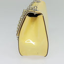 Salvatore Ferragamo Gancini Chain Shoulder Bag Enamel Yellow Silver Auth bs24676-4