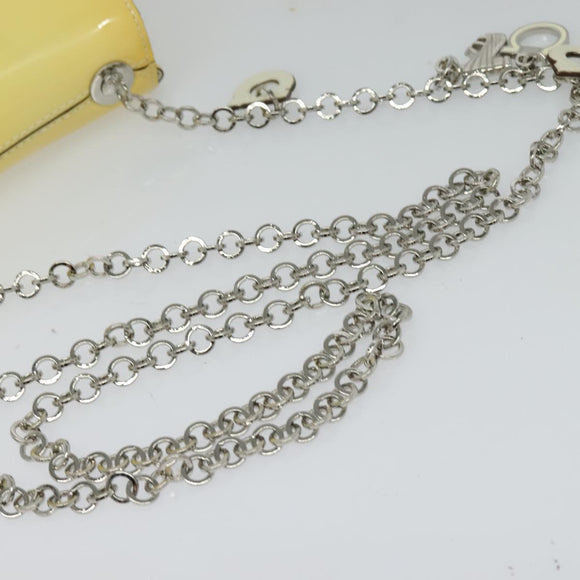 Salvatore Ferragamo Gancini Chain Shoulder Bag Enamel Yellow Silver Auth bs24676