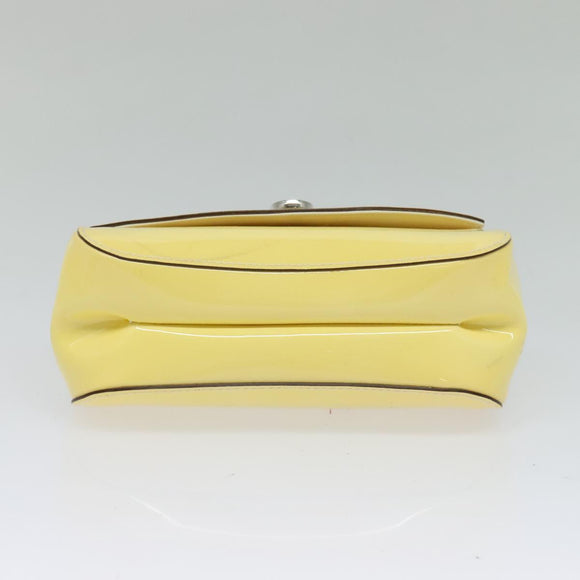 Salvatore Ferragamo Gancini Chain Shoulder Bag Enamel Yellow Silver Auth bs24676