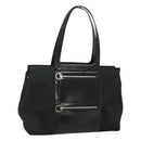 Salvatore Ferragamo Gancini Bag Canvas Leather Black Silver Auth bs24678-1
